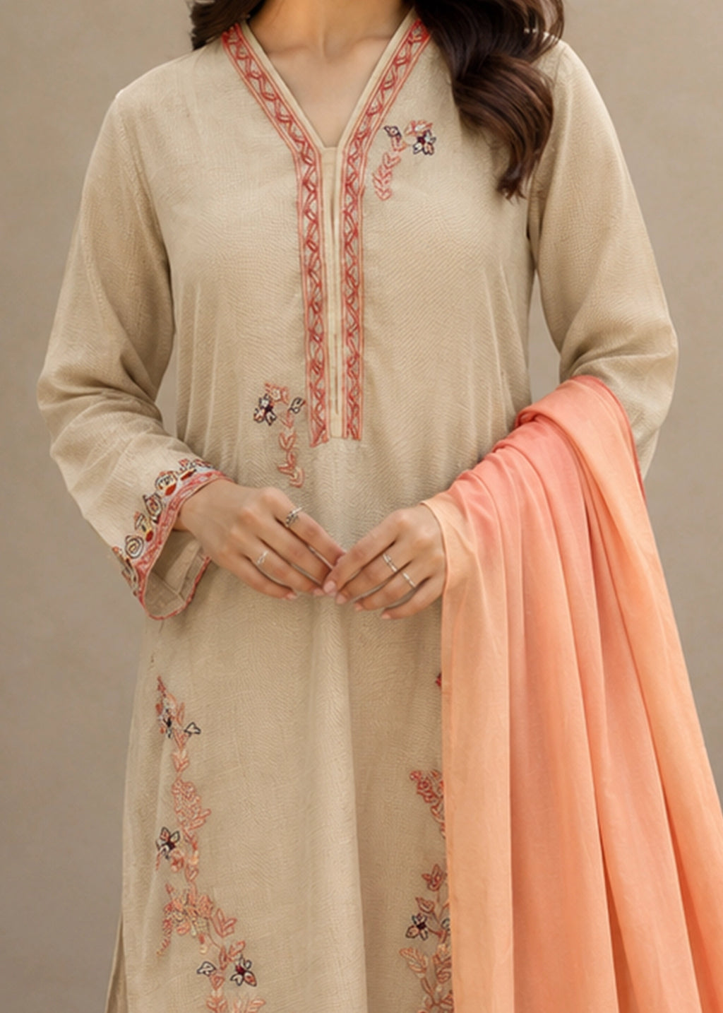 Lawn Karandi Kurta - 3 Piece